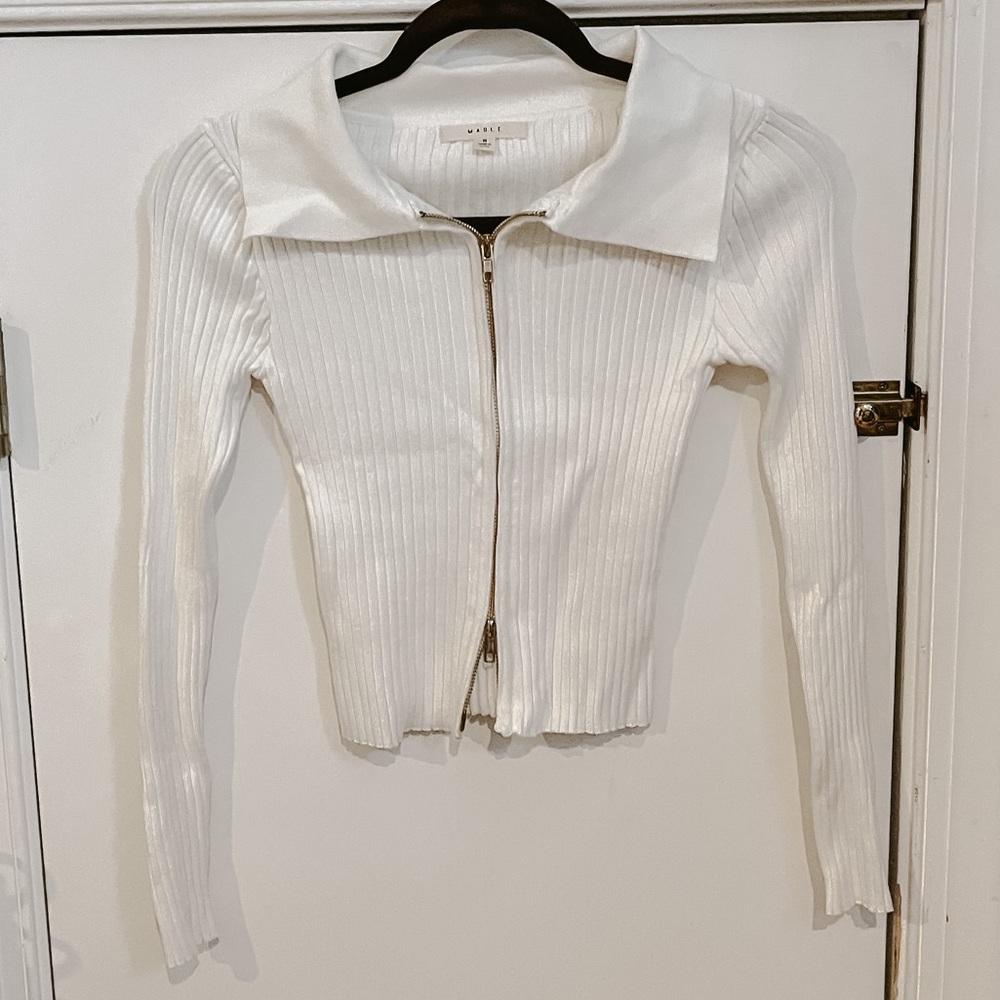 Collared Zip Front Sweater - image 1